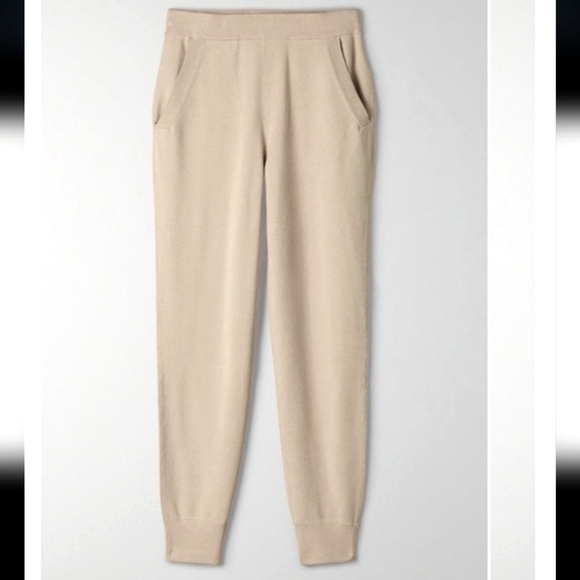 ARITZIA THE GROUP BY BABATON Rodin High Waisted Knit Jogger Pants in Beige XXS - Picture 2 of 6